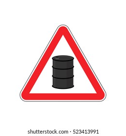 Oil Attention sign. Symbol warning of dangerous petrol barrel. Danger Road Sign red Triangle 