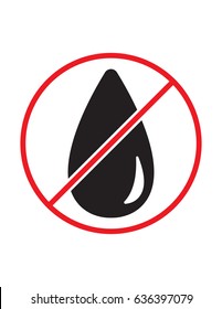 Oil ban not allowed contains no oil drop black white and red vector sign