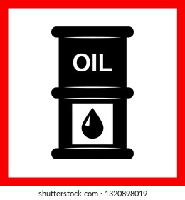 Oil barrel black vector icon isolated on white background. Silhouette barrels with fuel.