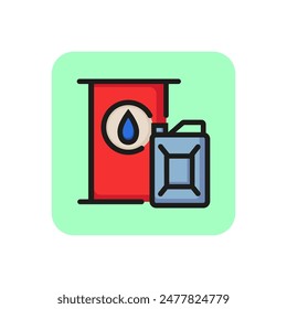 Oil barrel and can line icon. Oilcan, drum, drop. Power and energy concept. Can be used for topics like car service, refueling, petrol industry