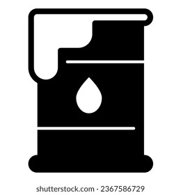Oil barrel, cask and drop of oil, petrol solid icon, oil industry concept, fuel vector sign on white background, glyph style icon for mobile concept and web design. Vector graphics