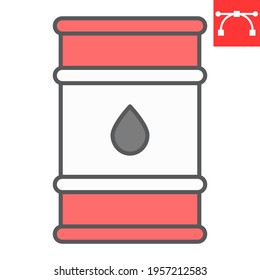 Oil barrel color line icon, industry and fuel, oil drum container vector icon, vector graphics, editable stroke filled outline sign, eps 10