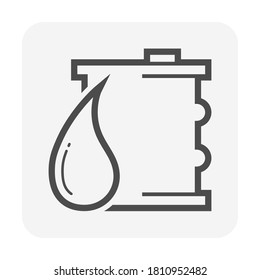 oil barrel container icon. That is hollow cylindrical container produce from metal. Used as large container for storage and standard size of measure both capacity or weight of liquid i.e. water, oil.