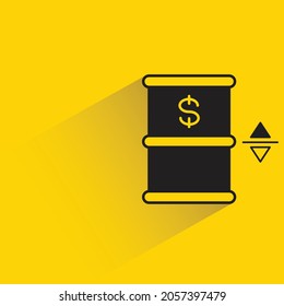 oil barrel with dollar price on yellow background