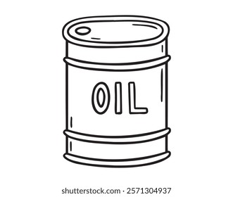 oil barrel doodle hand drawn icon. Outline drawing oil barrel line clipart symbol. Vector illustration