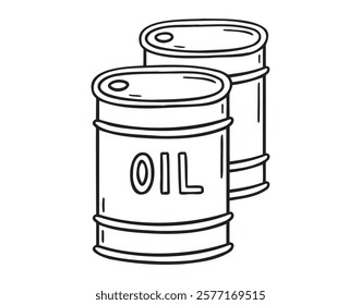 oil barrel doodle hand drawn icon. Outline drawing oil barrel line clipart symbol. Vector illustration