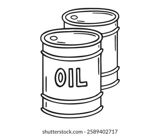 oil barrel doodle hand drawn icon. Outline drawing oil barrel line clipart symbol. Vector illustration