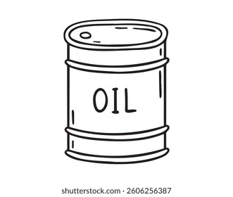 oil barrel doodle hand drawn icon. Outline drawing oil barrel line clipart symbol. Vector illustration