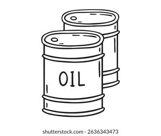 oil barrel doodle hand drawn icon. Outline drawing oil barrel line clipart symbol. Vector illustration