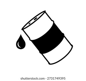 Ölfass mit Tropfenvektor, Behälter, Tröpfchenzeichen, Symbol der Öltrommel, Industriekonzept, Öltrommelzeichen. Fass-Symbol einzeln. Öl-Stock-Symbol, Kraftstoff-Fass, Ölteppich, Dose-Symbol mit Tropfen.
