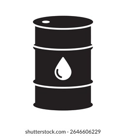 Ícone de glifo de tambor de barril de petróleo para a indústria de petróleo armazenamento de combustível e vetor de contêiner líquido bruto projeto gráfico ilustração vetor ícone de glifo sólido