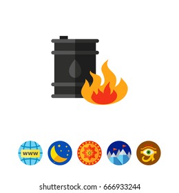 Oil Barrel And Fire Vector Icon