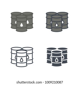 Oil barrel flat colored line silhouette icon