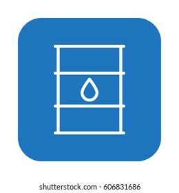 Oil barrel flat line icon, linear vector sign on colorful rounded square button isolated on white. Symbol, logo illustration. Flat design, pixel perfect