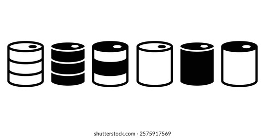 oil barrel fuel icon symbol vector design simple outline and black filled color illustration collection isolated