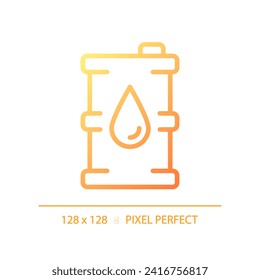 Oil barrel gradient linear vector icon. Drum container. Energy resource. Fuel consumption. Petrochemical industry. Thin line color symbol. Modern style pictogram. Vector isolated outline drawing