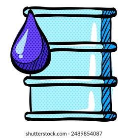 Oil barrel halftone icon hand drawn color vector illustration