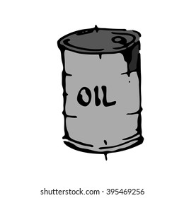  Oil barrel hand drawn white isolated. Stock vector illustration.