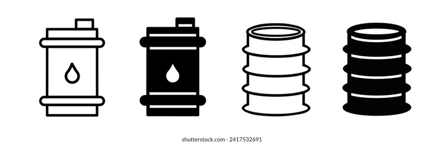Oil barrel icon black and white. stock vector.
