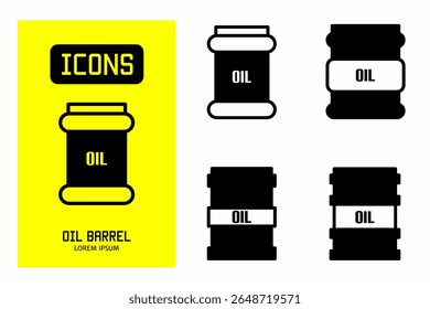 Ícone de barril de petróleo. Ilustração vetorial de coleção de ícones para negócios. Design de ícone preto.
