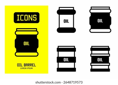 Ícone de barril de petróleo. Ilustração vetorial de coleção de ícones para negócios. Design de ícone preto.