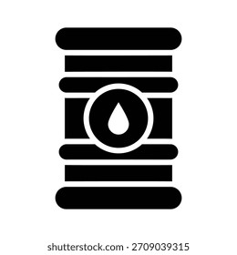 Icono de barril de aceite diseñado creativamente en estilo glifo