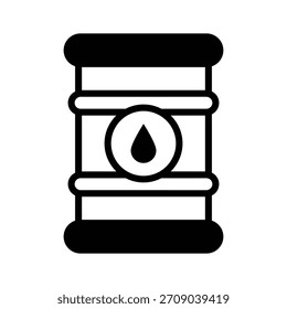 Oil barrel icon creatively designed in glyph style
