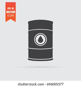 Oil barrel icon in flat style isolated on grey background. For your design, logo. Vector illustration.
