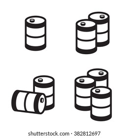 Oil barrel icon in four variations. Vector.