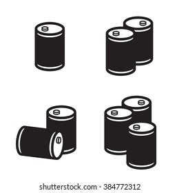 Oil barrel icon in four variations. Vector.
