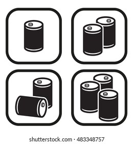 Oil barrel icon in four variations. Vector.
