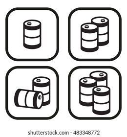 Oil barrel icon in four variations. Vector.
