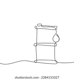 Oil barrel icon hand drawn with single one continuous line. Isolated vector illustration.