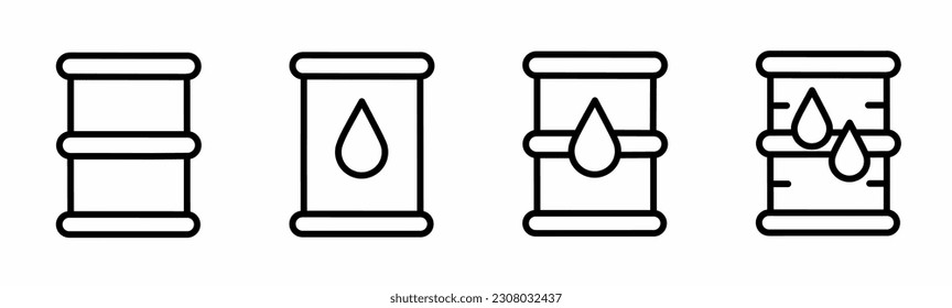 Barril de petróleo. Icono de barril de aceite conjunto. Vector de material.