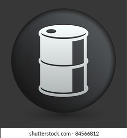 Oil Barrel Icon on Round Black Button Collection Original Illustration