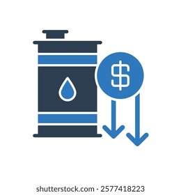 Oil Barrel Icon - Price Down Icon