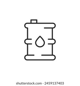 Icono de barril de petróleo que representa un contenedor estándar utilizado para almacenar y transportar petróleo y líquidos en el sector energético. Adecuado para su uso en materiales relacionados con la industria. Ilustración vectorial