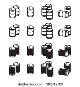 Oil barrel icon set. Vector.