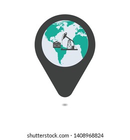 Oil barrel icon or sign, vector illustration. map pin icon– stock illustration
