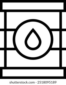 Ölfass-Symbol. Dünnes lineares Design einzeln auf weißem Hintergrund