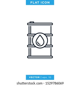 Oil Barrel Icon Vector Design Template. Editable Stroke
