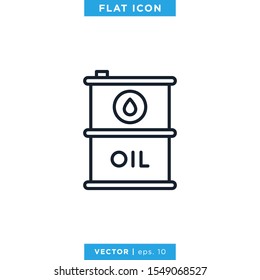 Oil Barrel Icon Vector Design Template. Editable Stroke