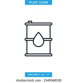 Oil Barrel Icon Vector Design Template. Editable Stroke