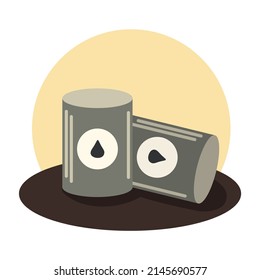 Oil barrel icon in vector. Energy resources, petrodollars, crisis, oil business, crisis, collapse, rising prices. Industrial oil barrels or chemical barrels stacked. Chemical tank.