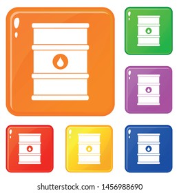 Oil barrel icons set collection vector 6 color isolated on white background