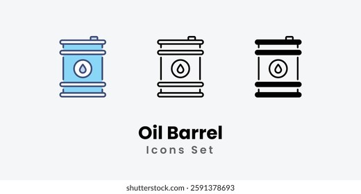 Oil Barrel icons set vector stock illustration