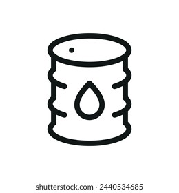 Oil barrel isolated icon, liquid fuel barrel vector symbol with editable stroke