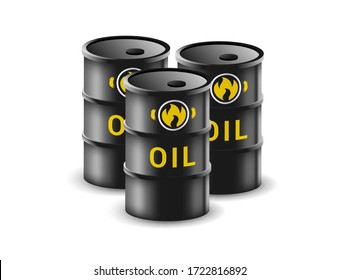 Oil barrel isolated on white background. Canister for gasoline vector illustration in realistic style. Fuel storage concept