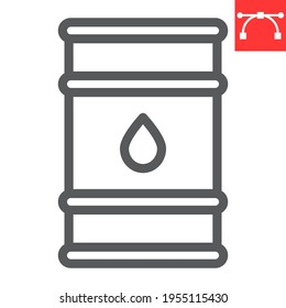 Oil barrel line icon, industry and fuel, oil drum container vector icon, vector graphics, editable stroke outline sign, eps 10