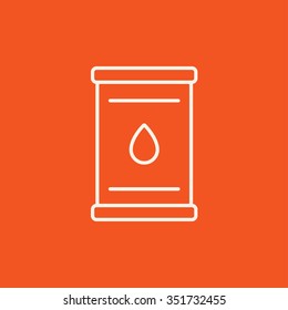 Oil barrel line icon for web, mobile and infographics. Vector white icon isolated on red background.
